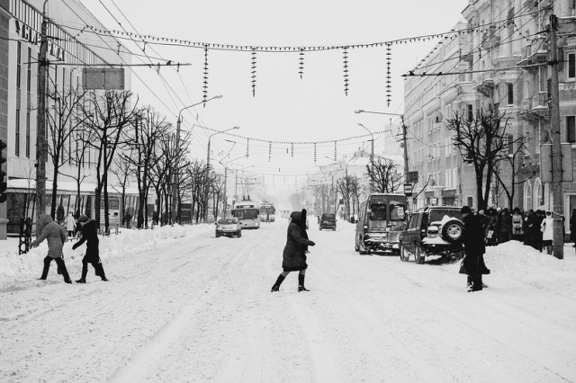 Фото Могилева: улица Первомайская после снегопада
