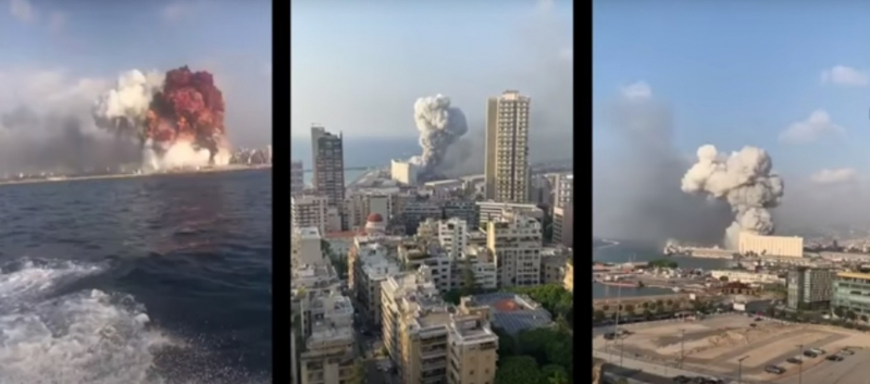 Момент мощного взрыва в Бейруте синхронизировали с разных ракурсов. Видео