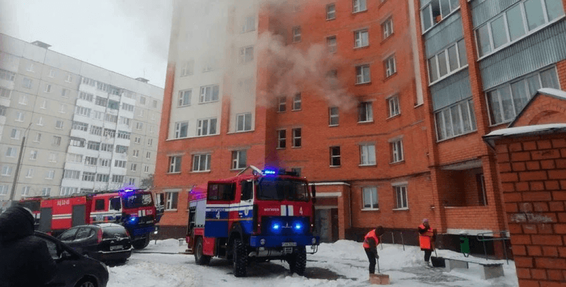Сегодня В Могилеве на проспекте Шмидта был пожар в квартире