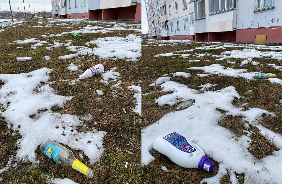 Тающий снег в Могилеве открыл всю правду о недобросовестных жильцах дома по улице Кутепова