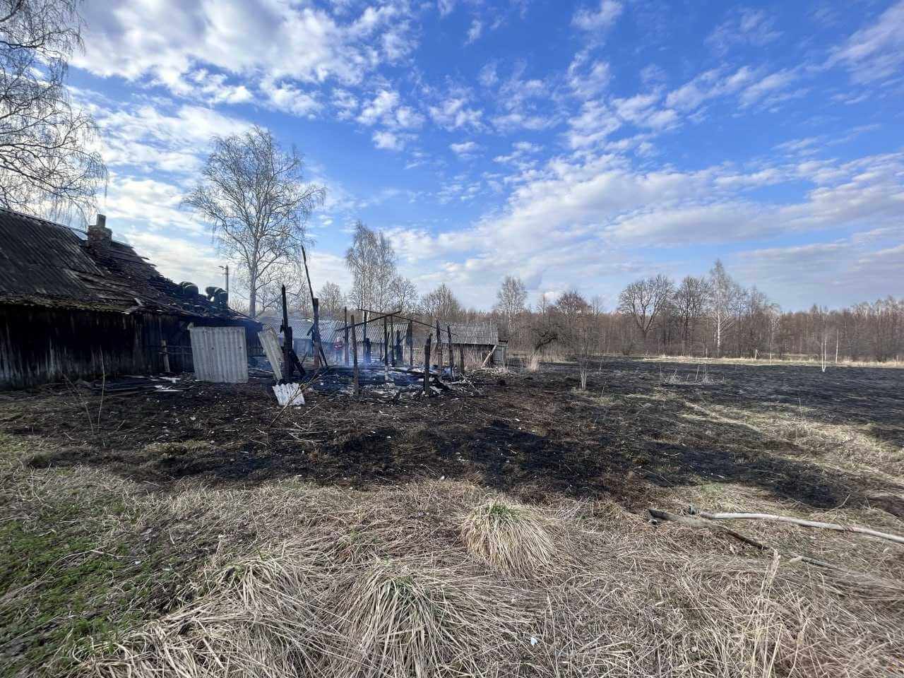 Поджог травы привел к пожару в Хотимском районе: сгорел сарай и крыша дома