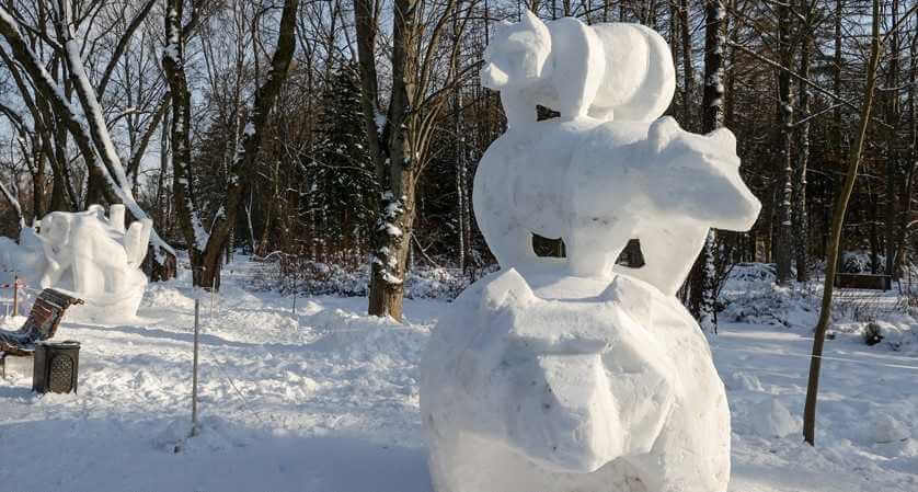 В Могилевском зоосаде стартовал конкурс снежных скульптур: башни, елки и драконы