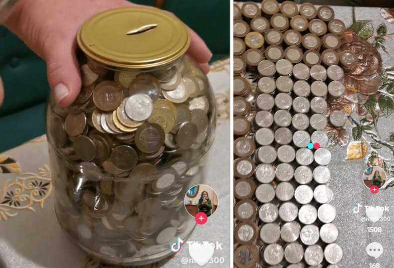 Белорусская семья выяснила, сколько монет поместится в трехлитровой банке