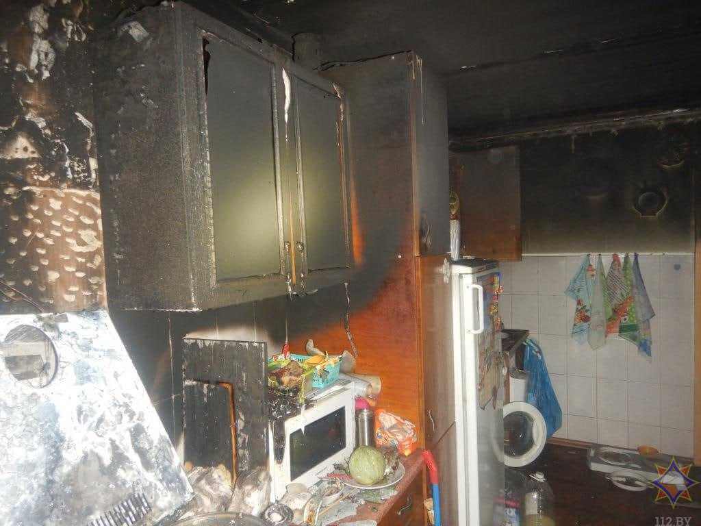 Ночной пожар на кухне в могилевской квартире
