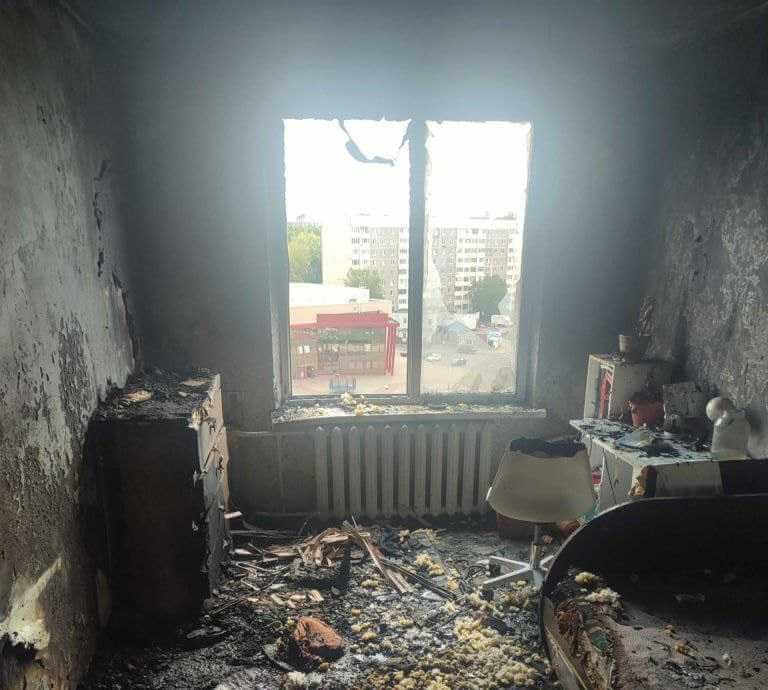 Вчера горело общежитие на Крупской в Могилеве