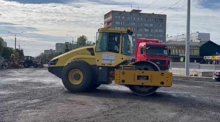 В Могилеве продолжается реконструкция Пушкинского проспекта