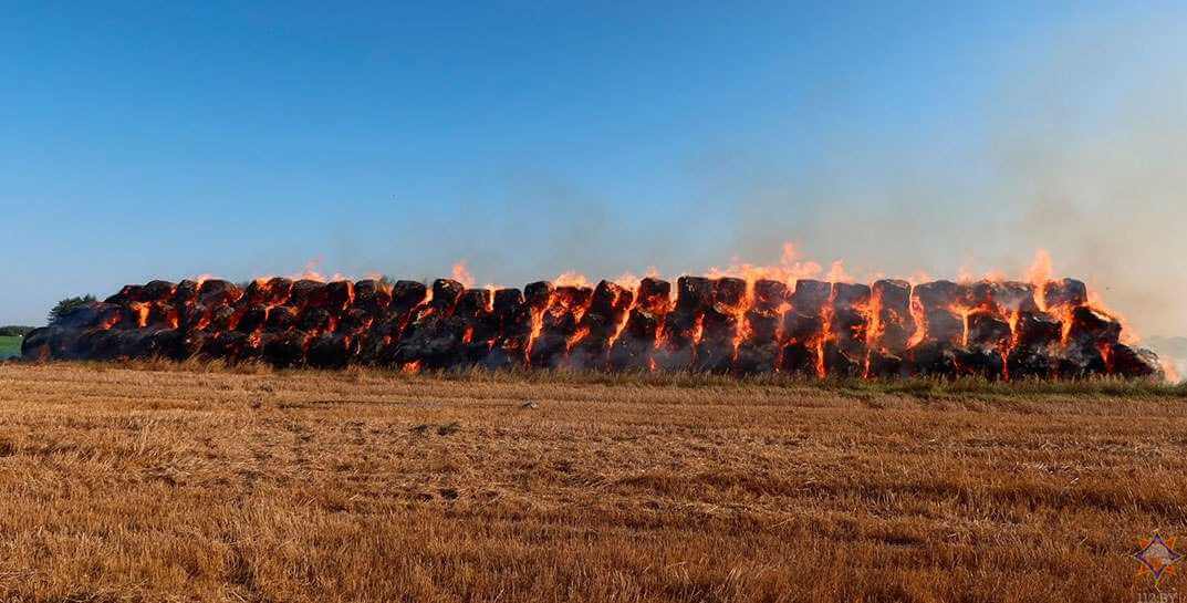 На поле в Кричевском районе сгорело 120 тонн соломы