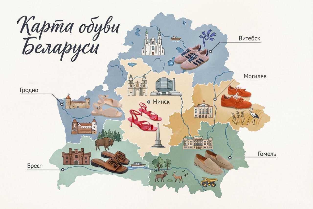 В Минске — босоножки, в Могилеве — кроссовки. Megatop представил первую обувную карту Беларуси